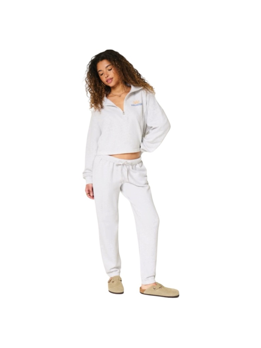 Hollister Fleece Joggers Light Heather Grey Joggers